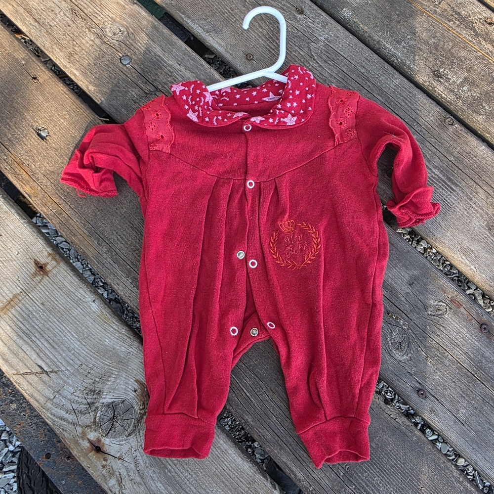 Vintage Angelica Red Kids One Piece Footie
